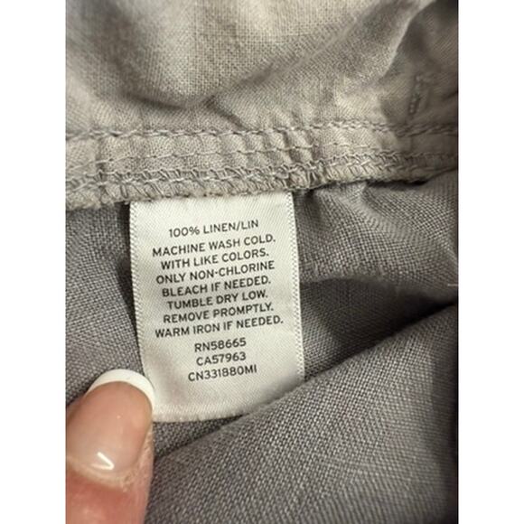 "CASLON" 100% Linen Gray Cargo Skirt Tie Waist SZ M Summer Cottage Core Basics - Picture 8 of 8
